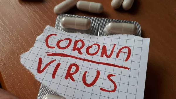 China Coronavirus Концептуальна Літера Таблетками Ліками Мерс Ков Синдром Дихання — стокове фото