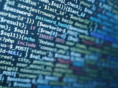 Kod, Html, php web programlama kaynak kodu. Soyut kod arkaplanı 