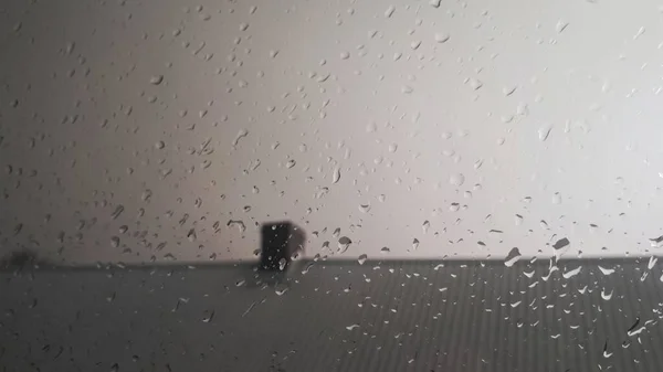 Krople Deszczu Oknie Domu Koncepcja Deszczowej Pogody Tle — Zdjęcie stockowe