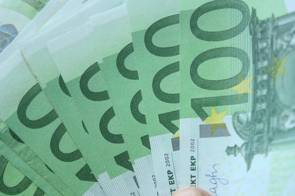 Groupe 100 Billets Euros Les Billets Euros Rapprochent Plusieurs Centaines — Photo