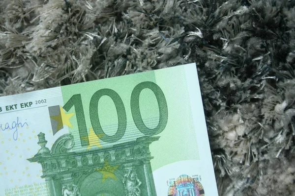 Nota 100 Euros Conceito Moeda Euro Fundo Bancário — Fotografia de Stock