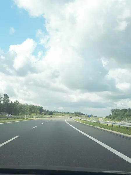 Estrada Vazia Como Conceito Viagens Transporte Estradas Asfalto Polónia Viajar — Fotografia de Stock