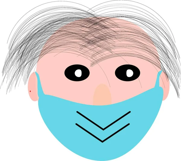 コロナウイルスの概念背景のための緑の流行マスクと漫画の顔 Covidシンボルベクトル 医学的保護 — ストックベクタ