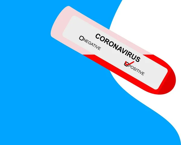 Positive Coronavirus Blood Test Blue Medical Background Test Tube Containing — Stock Vector