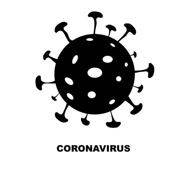Black Coronavirus Bacteria Icon 2019 Ncov Infection Stop Coronavirus Concept — Stock Vector