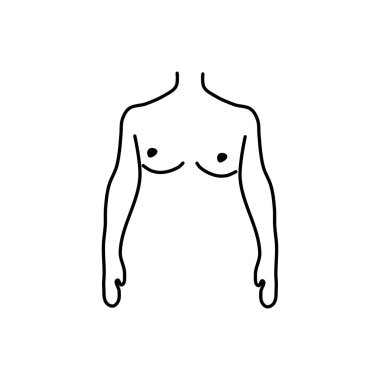 Kadın vücut vektörünü çiz. Çıplak hatlarıyla kız çiziyor. Seksi insan sembolü simgesi. Model breas vektörü.