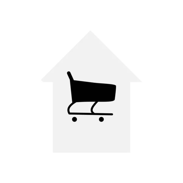 Winkelwagen Huis Internet Online Shopping Concept Icoon Blijf Thuis — Stockvector