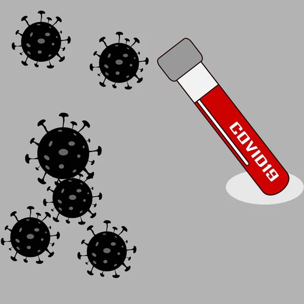 验血管与头孢病毒 考罗那病毒爆发的背景 正面或负面的测试概念 矢量说明 — 图库矢量图片
