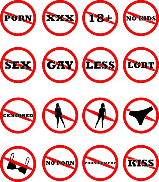 Set Porn Sex Gay Less Lgbt Censored Kiss Pants Bra — Archivo Imágenes Vectoriales