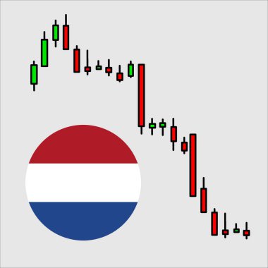 Hollanda krizi var. Hollanda bayrakları. İş ve mali kavramlar ve raporlar için borsa grafiği veya ön x ticaret grafiği. Coronavirus vektör kavramı.