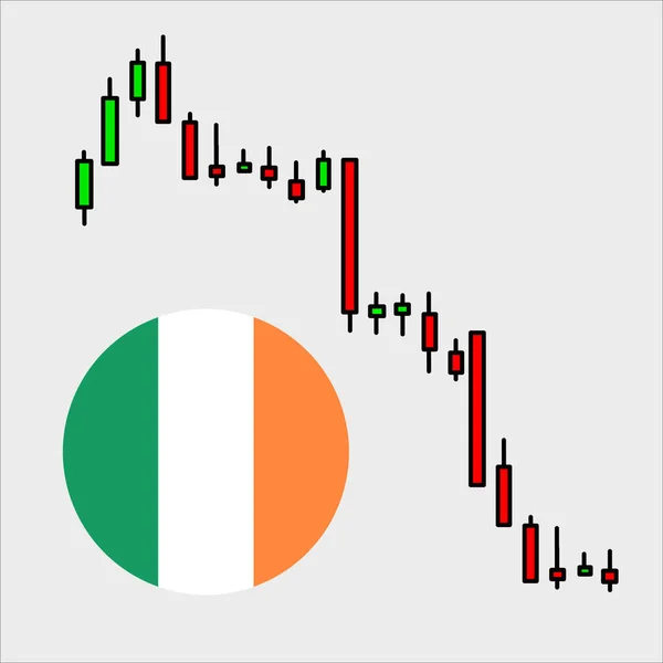 Crisis Irlanda Bandera Irlanda Gráfico Bursátil Gráfico Trading Forex Para — Archivo Imágenes Vectoriales