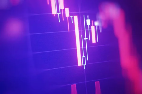 Red dollar crisis chart concept. World crash after coronavirus pandemic. Stock Quotes at real time at the stock exchange