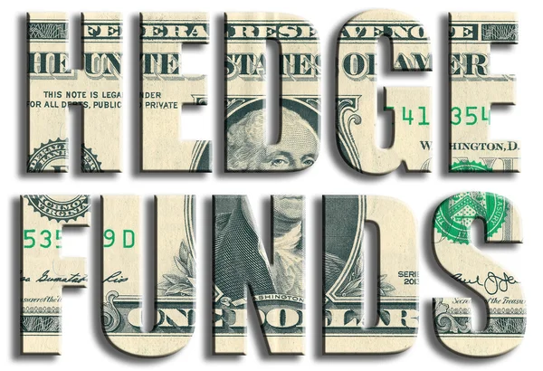 Hedge Funds - type of financial institutions. US Dollar texture. — Stock Photo, Image