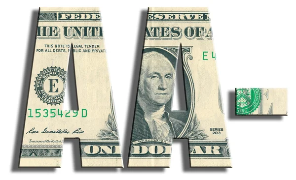 AA- Calificación crediticia. Textura del dólar estadounidense . — Foto de Stock