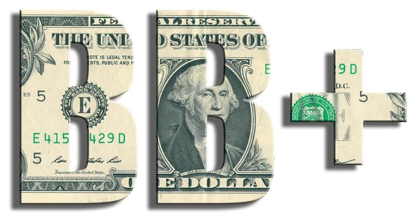 Avaliação de crédito BB +. Textura do dólar americano . — Fotografia de Stock