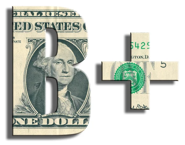 B + rating de crédito. Textura do dólar americano . — Fotografia de Stock