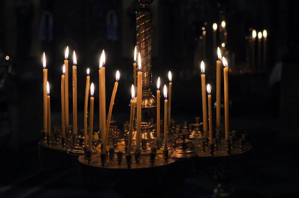 Kaarsen Branden Een Kerk — Stockfoto