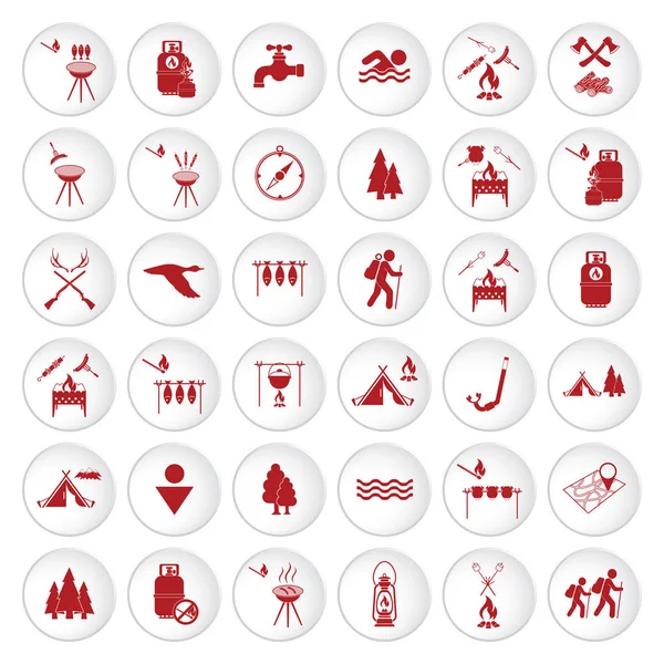 Set of travel and camping equipment icons — Stock Vector