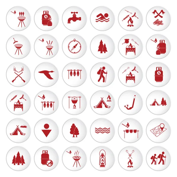 Set of travel and camping equipment icons Royalty Free Stock Vectors