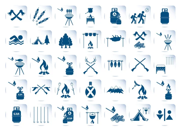Set of travel and camping equipment icons Royalty Free Stock Vectors