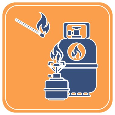 Gaz şişesi simge vektör ile Kamp ocağı