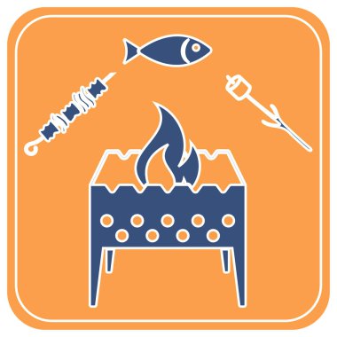 Izgara balık, zephyr ve kebap ikonu.