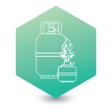 Gaz şişesi simge vektör ile Kamp ocağı