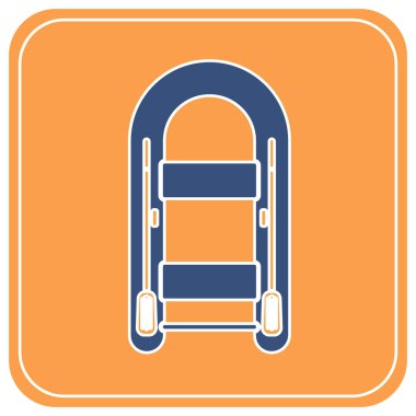 Kürekleri basit simgesi olan şişme bot