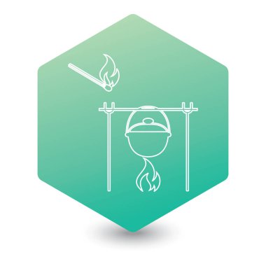 Yangın ve pot simgesi. Vektör çizim