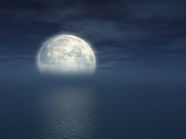 Volle maan terug te vinden in de zee — Stockfoto