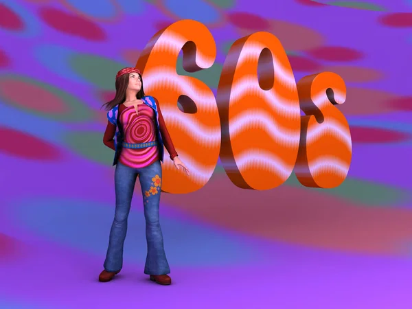 3d illustration about the 1960s — Stock Photo, Image