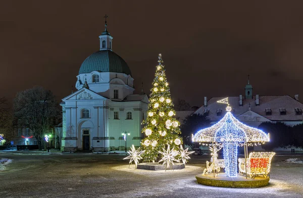 Varşova'daki eski şehre Noel süsleri. — Stok fotoğraf