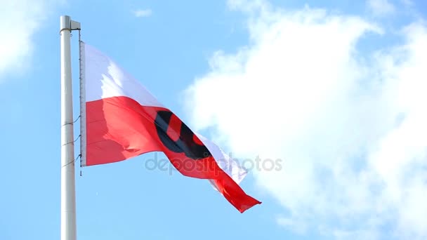 Polish flag with the symbol of Poland Fighting on the Warsaw Uprising in 1944 — Stock Video