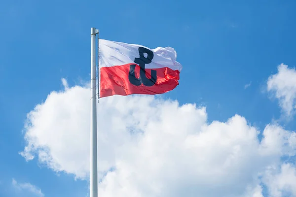 Polish flag with the symbol of Polish Fighting — Stock Photo, Image