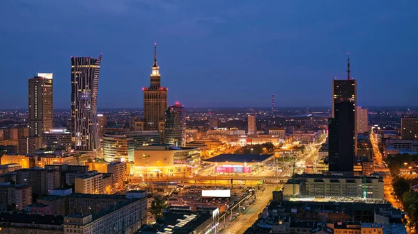 Night panorama of Warsaw — Stock Photo, Image