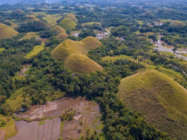 Aerial view of the Chocolate Hills on the island of Bohol clipart