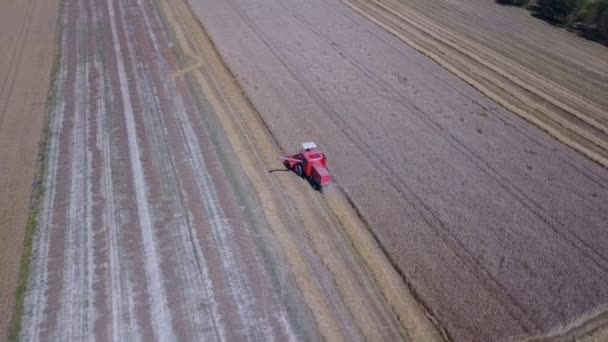 Vista Aérea Trator Época Colheita — Vídeo de Stock