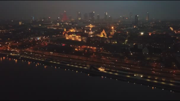 Aerial View Warsaw Night — Stock Video