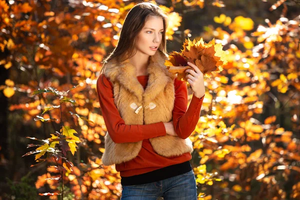 Young girl in the autumn park — Stock Photo, Image