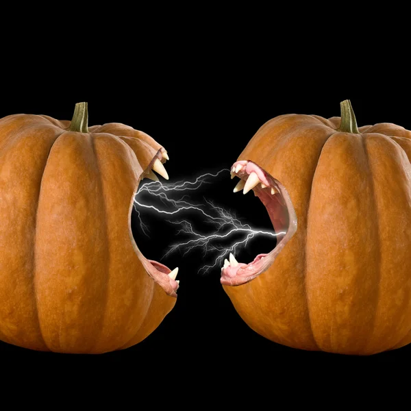 Image of two stylized halloween pumpkin closeup — Stock Photo, Image