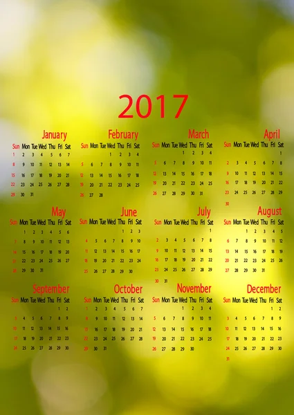 Calendario 2017. Fondo natural borroso primer plano — Foto de Stock