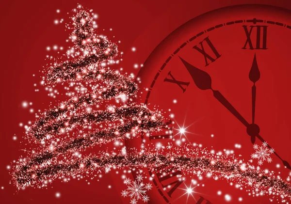 Image de l'arbre de Noël et de l'horloge close up . — Photo