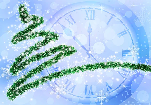 Εικόνα του Χριστουγεννιάτικου δέντρου και ρολόι εσωτερικη. — Φωτογραφία Αρχείου