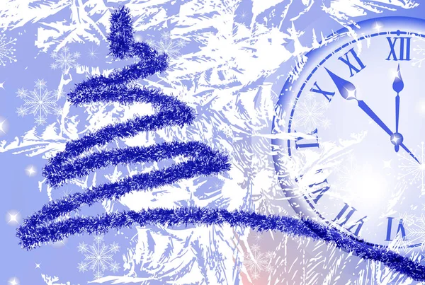 Image de l'arbre de Noël et de l'horloge close up . — Photo