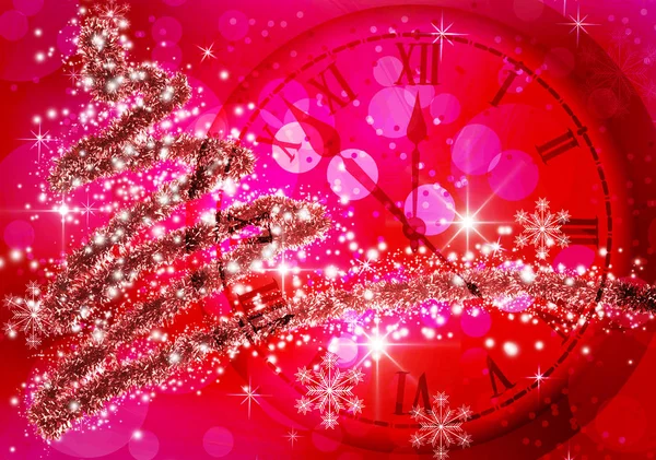 Image de l'arbre de Noël et de l'horloge close up . — Photo