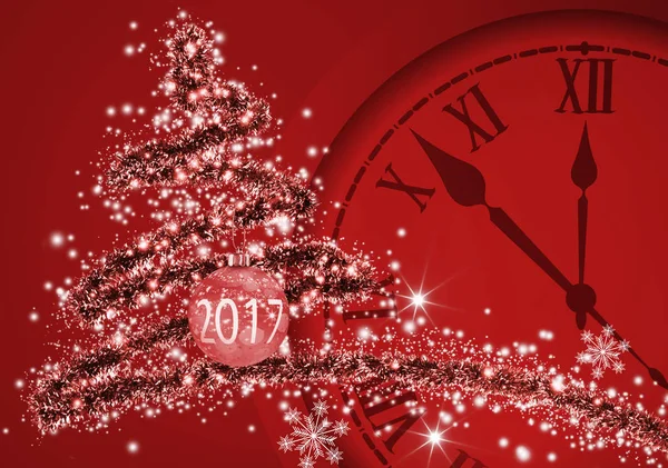 Image de l'arbre de Noël et de l'horloge close up . — Photo