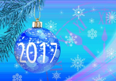 Noel ağacı ve saat portre resmi.