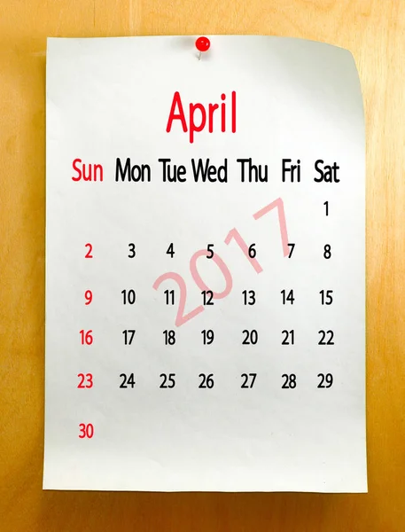 Календарь на апрель 2017 года . — стоковое фото