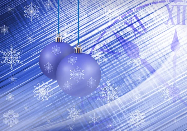 Εικόνα των Χριστουγέννων μπάλες σε μπλε φόντο. — Φωτογραφία Αρχείου