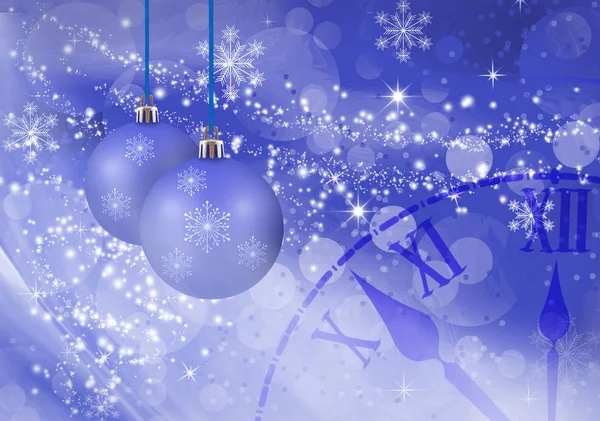 Image de boules de Noël sur fond bleu . — Photo